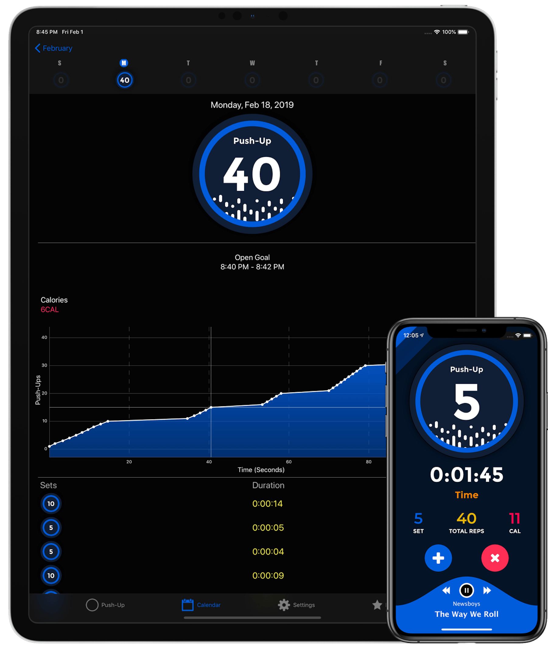 PushFit on iPad and iPhone